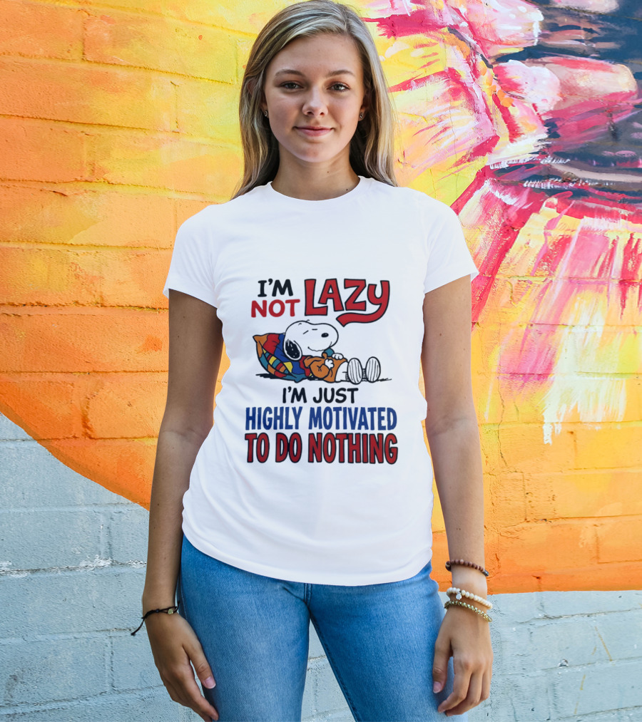 Snoopy I'm Not Lazy I'm Just Highly Motivated To Do Nothing Peanuts Classic Relaxation T-Shirt