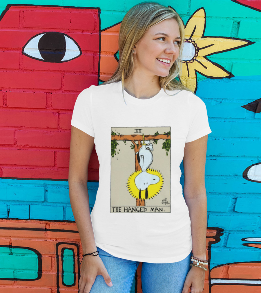 Snoopy The Hanged Man Tarot Card XII Peanuts T-Shirt