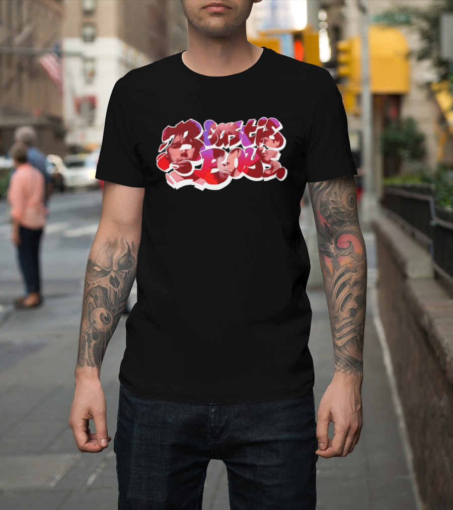 Beastie Boys Get Busy Or Get Lost Red And White Text With Faces T-Shirt