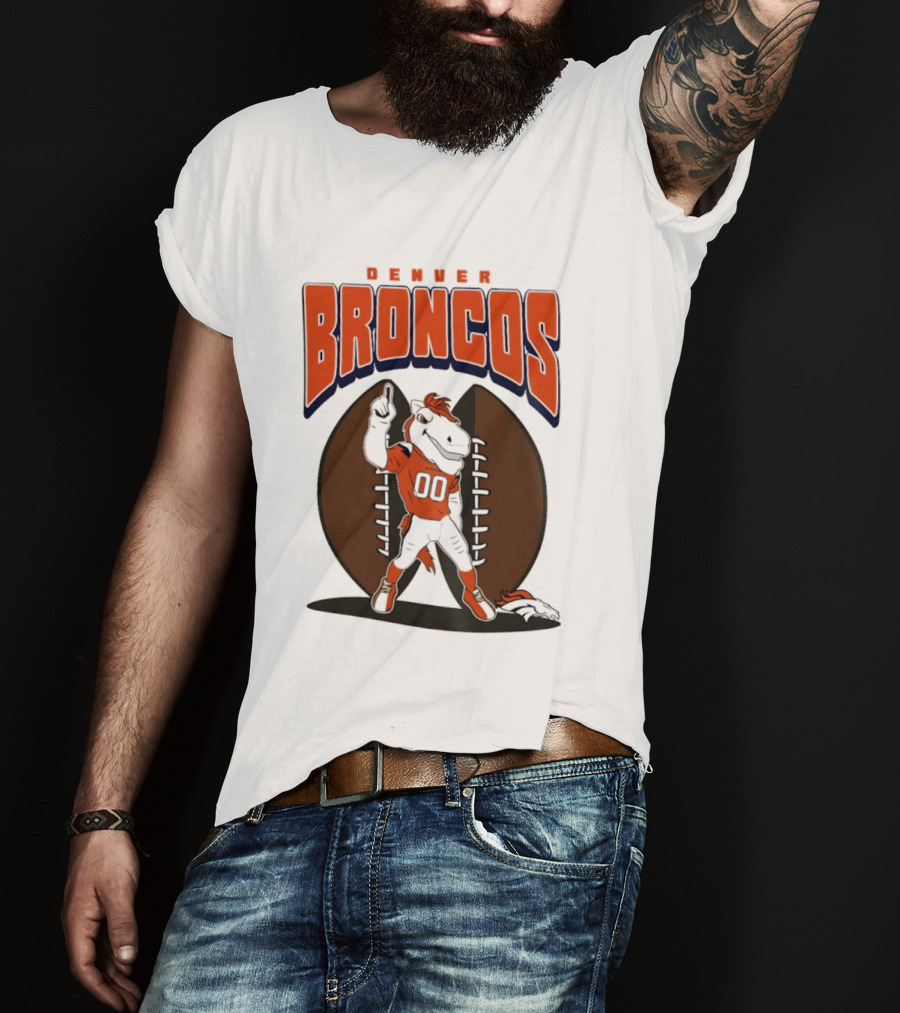 Denver Broncos 2026 Mascot Miles And Football T-Shirt