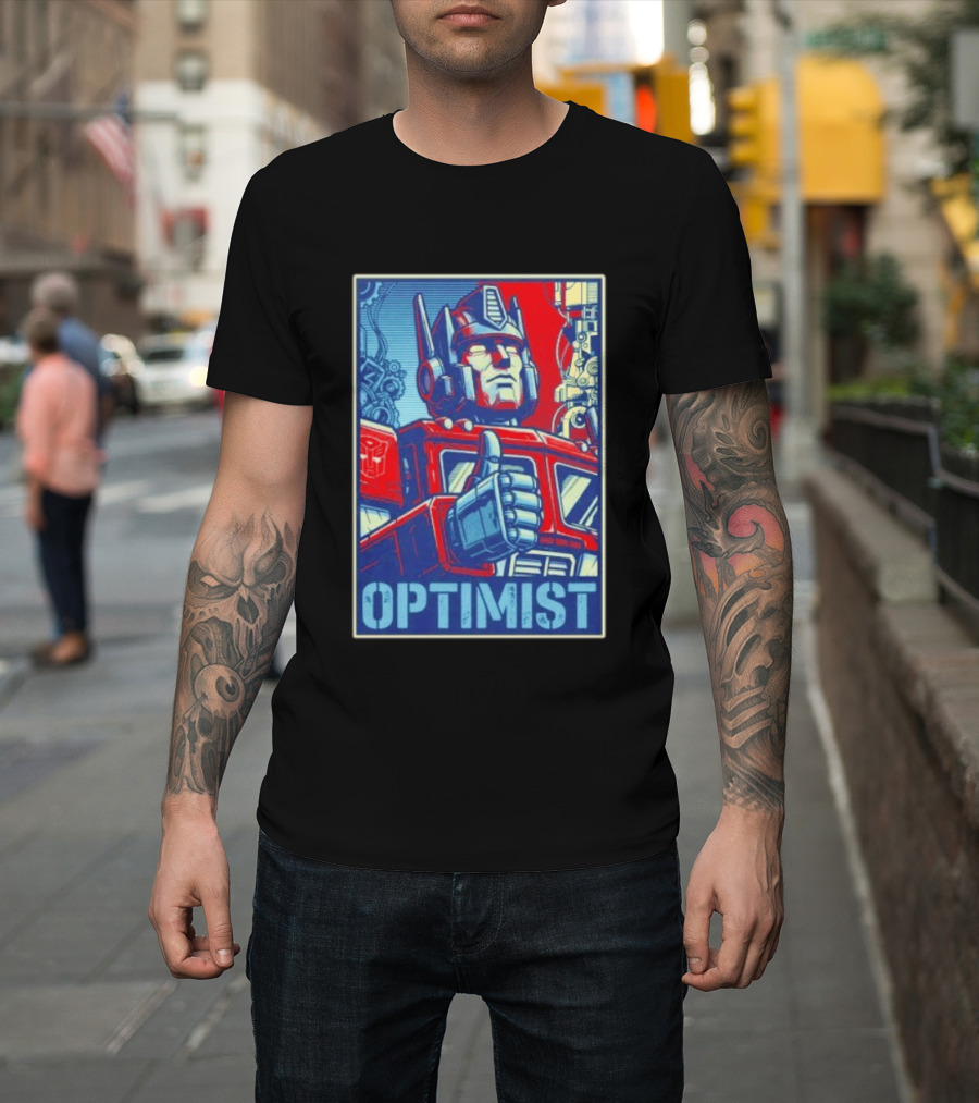 Optimus Prime Optimist Transformers Art Thumbs Up T-Shirt