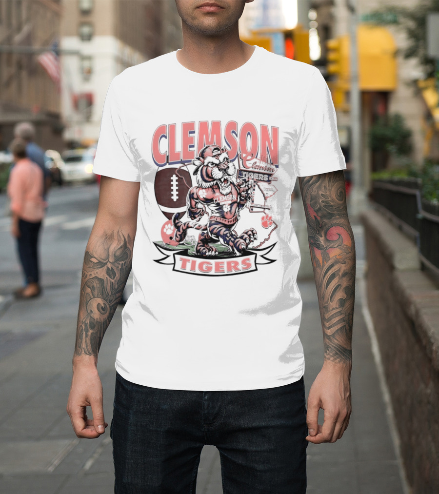 Clemson Tigers Football NCAA Cartoon T-Shirt