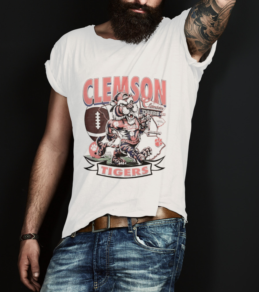 Clemson Tigers Football NCAA Cartoon T-Shirt