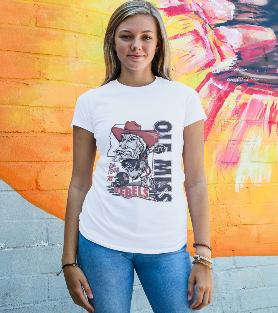 Ole Miss Rebels Est 1848 Vintage Colonel Reb NCAA Football T-Shirt