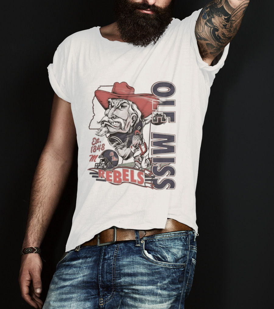 Ole Miss Rebels Est 1848 Vintage Colonel Reb NCAA Football T-Shirt