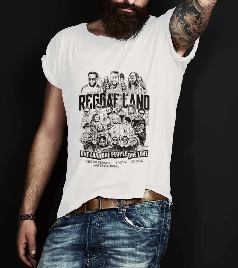 Reggae Land 2026 One Land One People One Love Bandana Army Jacket Rasta Roots Celebration T-Shirt