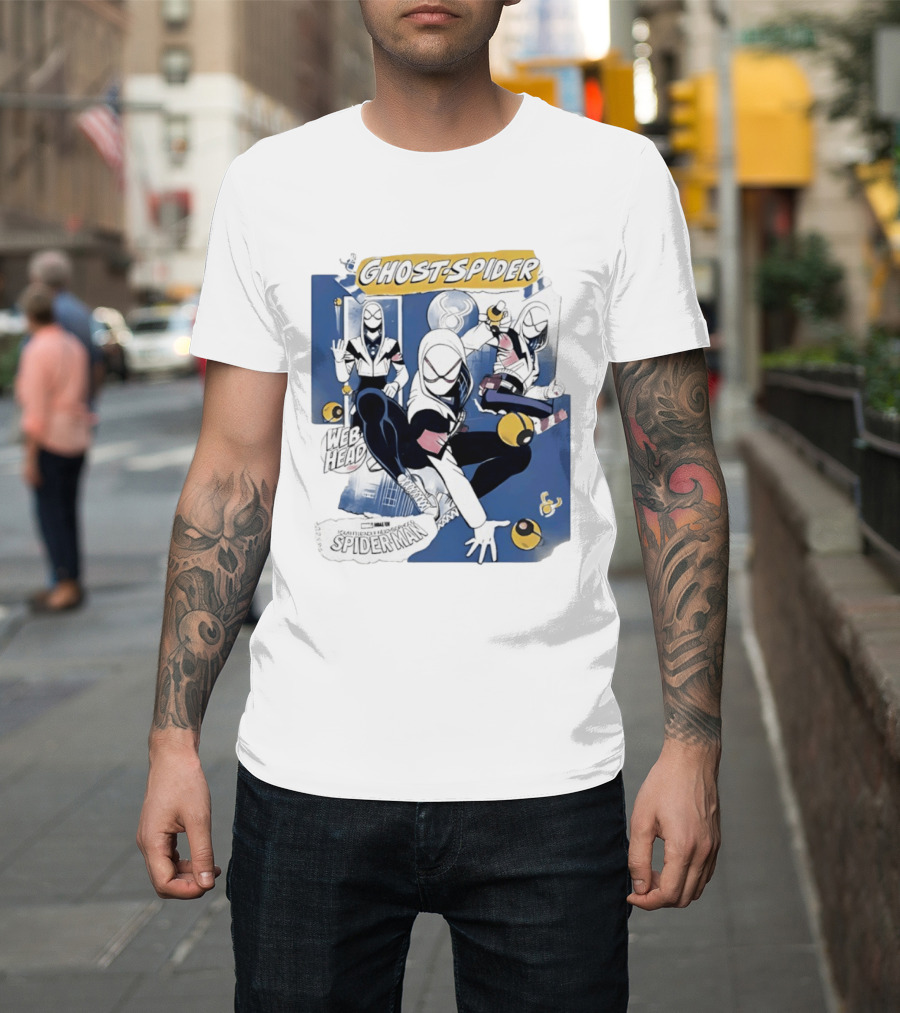 Ghost Spider Web Head Spider Man T-Shirt