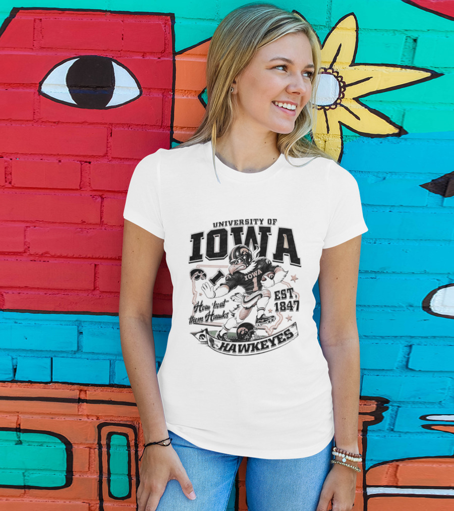 University Of Iowa How 'Bout Them Hawks Football Mascot Est 1847 T-Shirt