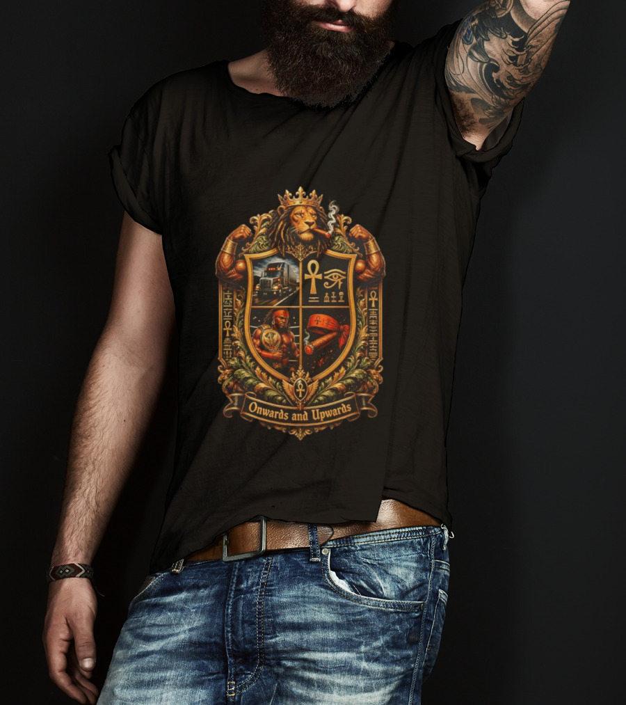 Onwards And Upwards Egyptian Ankh Lion King Smoking Cigar Truck T-Shirt