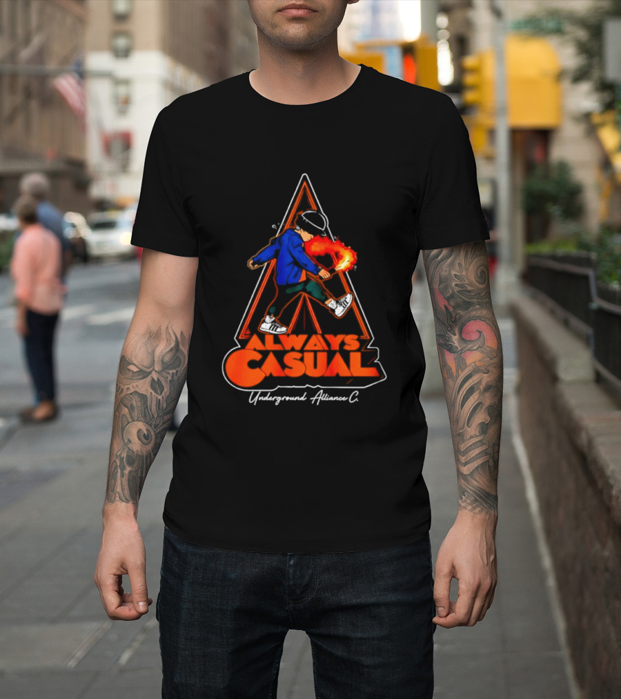 Always Casual Underground Alliance C Youth Flare Fire Backpack Street T-Shirt