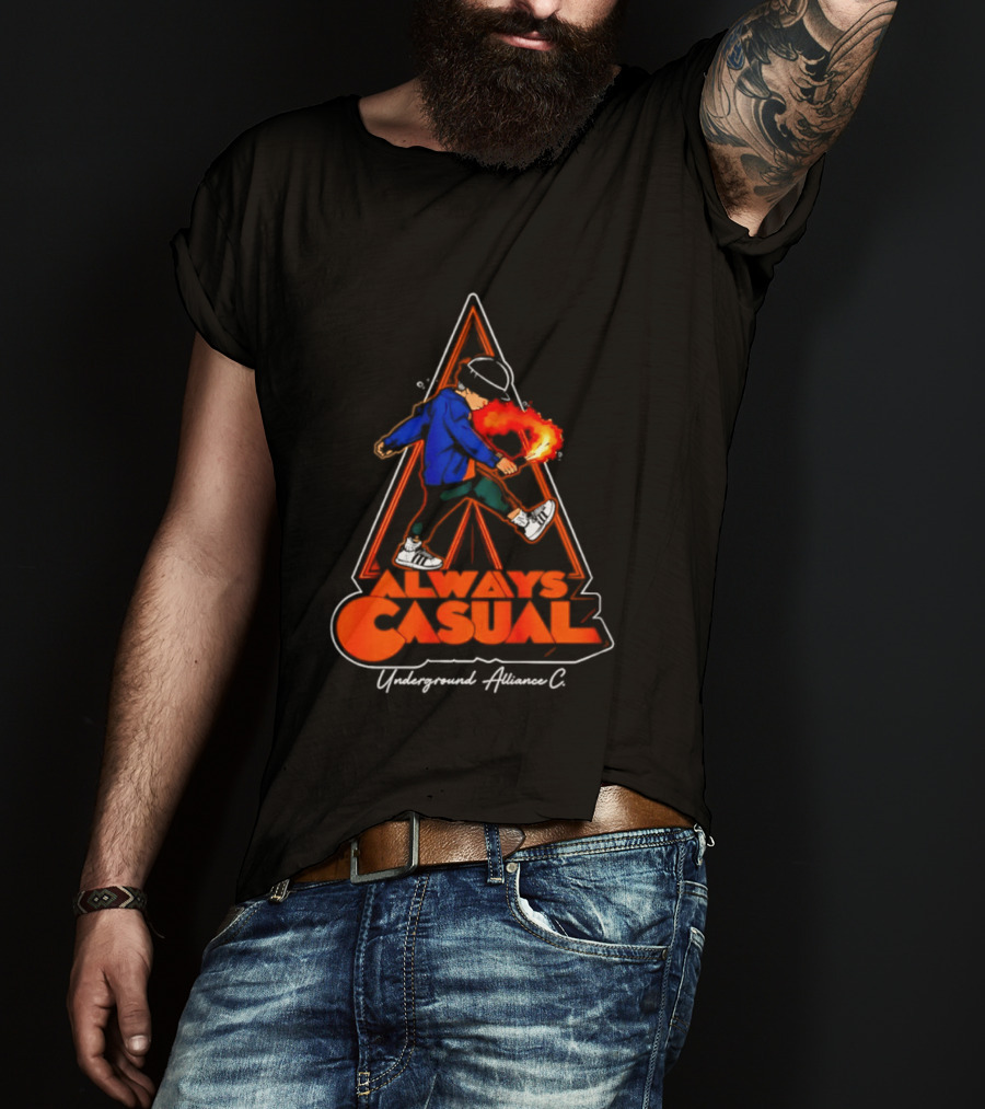 Always Casual Underground Alliance C Youth Flare Fire Backpack Street T-Shirt