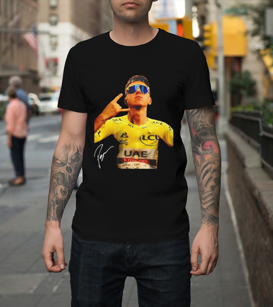 Tadej Pogacar UAE Emirates Cycling Team Slovenia LCL Yellow Jersey T-Shirt