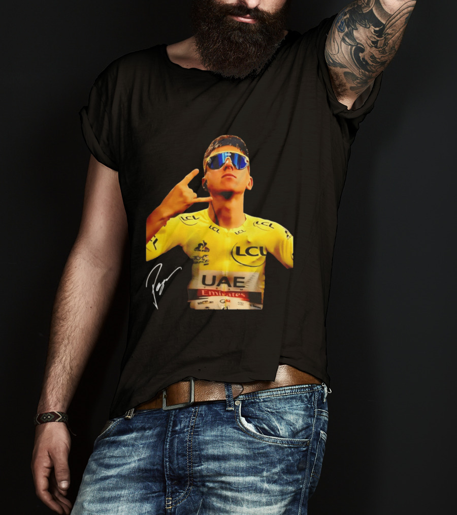 Tadej Pogacar UAE Emirates Cycling Team Slovenia LCL Yellow Jersey T-Shirt