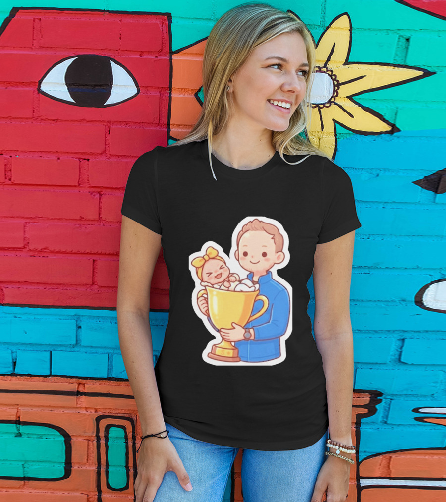 My Greatest Trophy Dad Holding Baby In Golden Cup T-Shirt