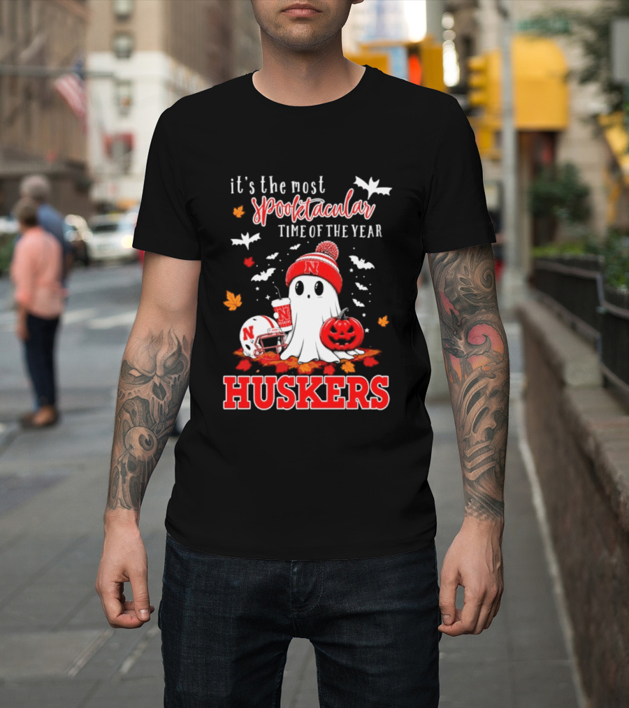 Nebraska Cornhuskers Spooktacular Halloween Ghost Huskers Football Time 2026 T-Shirt
