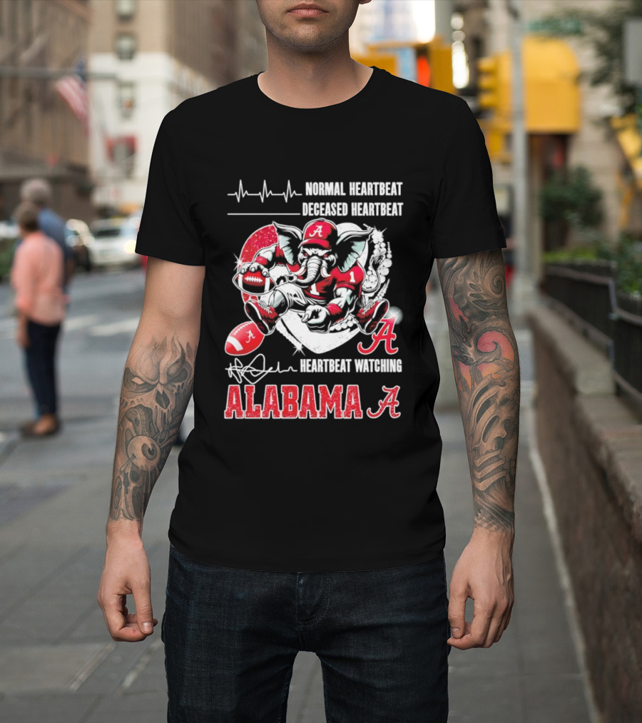 Alabama Crimson Tide Heartbeat Ing Football Fan Spirit T-Shirt