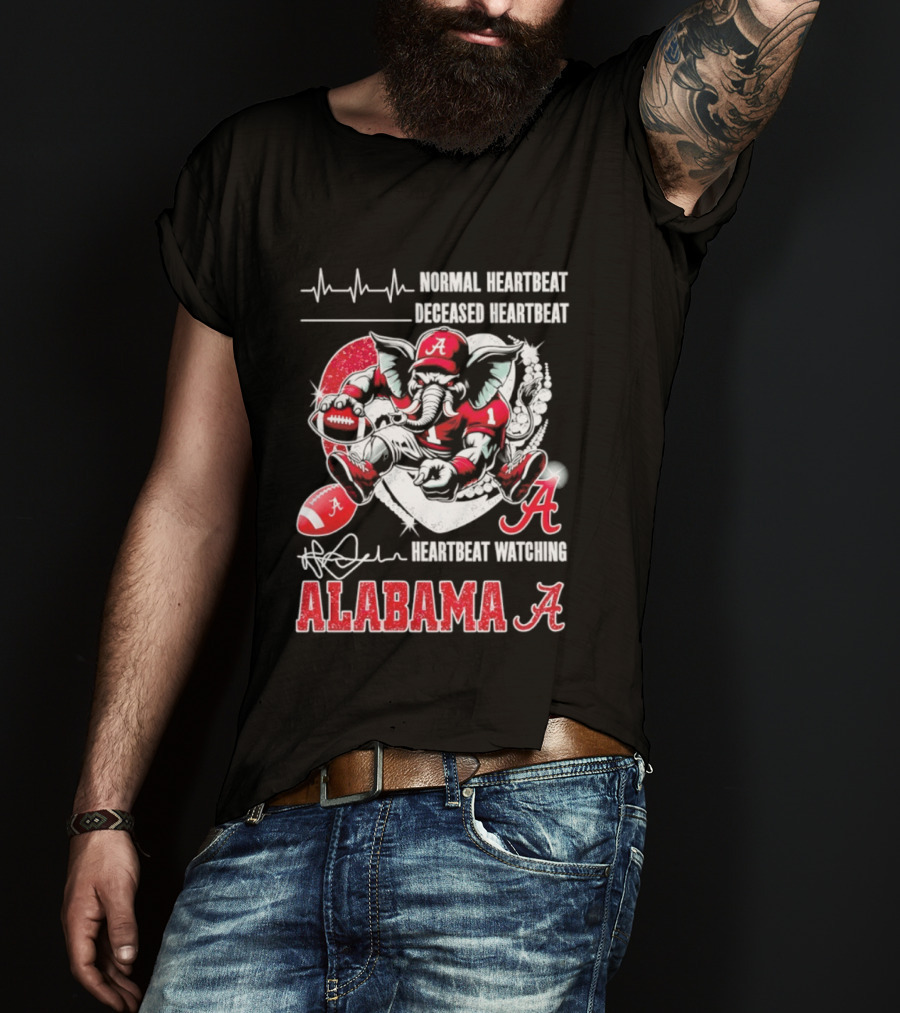Alabama Crimson Tide Heartbeat Ing Football Fan Spirit T-Shirt