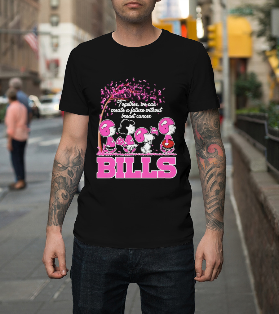 Peanuts Buffalo Bills Together We Can Create A Future Without Breast Cancer T-Shirt