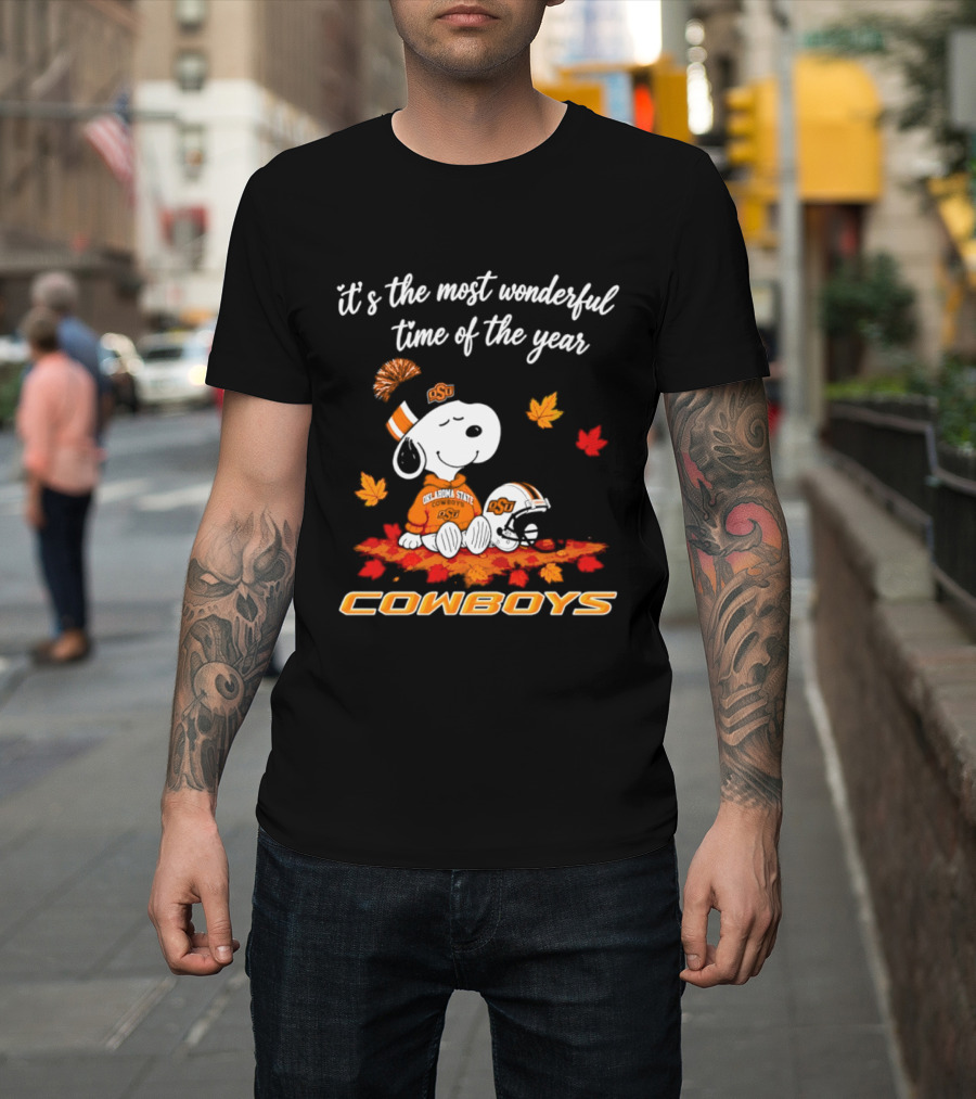 Snoopy Oklahoma State Cowboys It's The Most Wonderful Time Of The Year Halloween 2026 T-Shirt