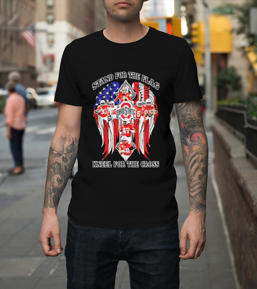 Stand For The Flag Kneel For The Cross Ohio State Buckeyes NCAA Football T-Shirt