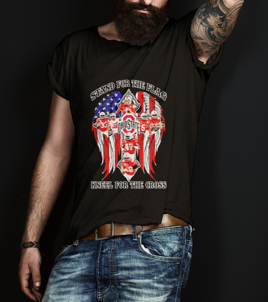 Stand For The Flag Kneel For The Cross Ohio State Buckeyes NCAA Football T-Shirt