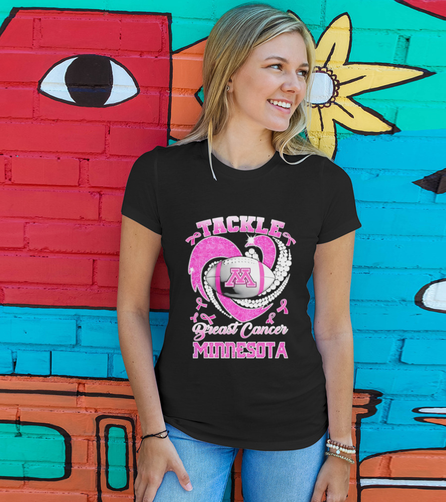 Pink Ribbon Tackle Breast Cancer Minnesota Football T-Shirt