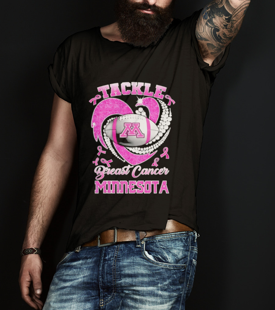 Pink Ribbon Tackle Breast Cancer Minnesota Football T-Shirt