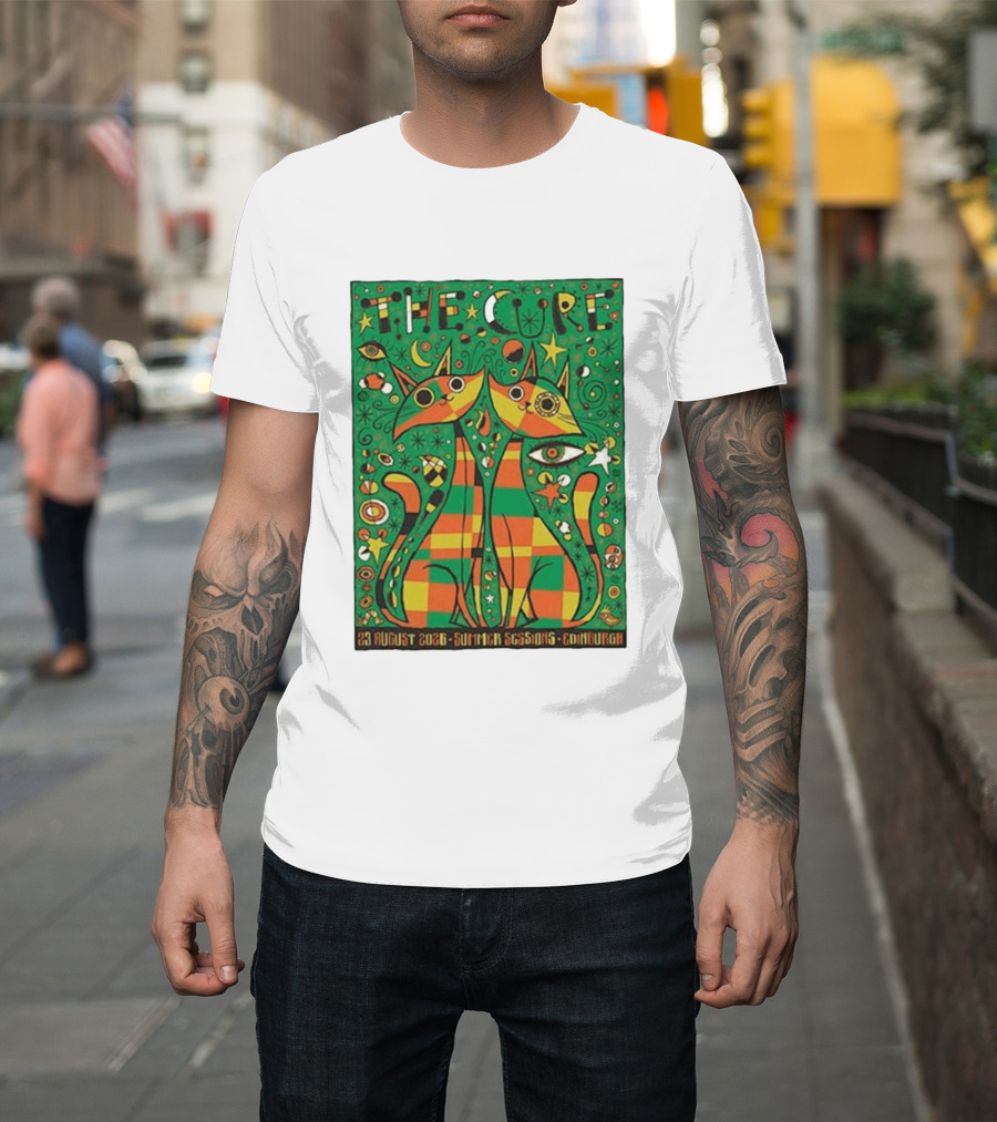 The Cure Summer Sessions Edinburgh August 2026 Two Cats Psychedelic T-Shirt