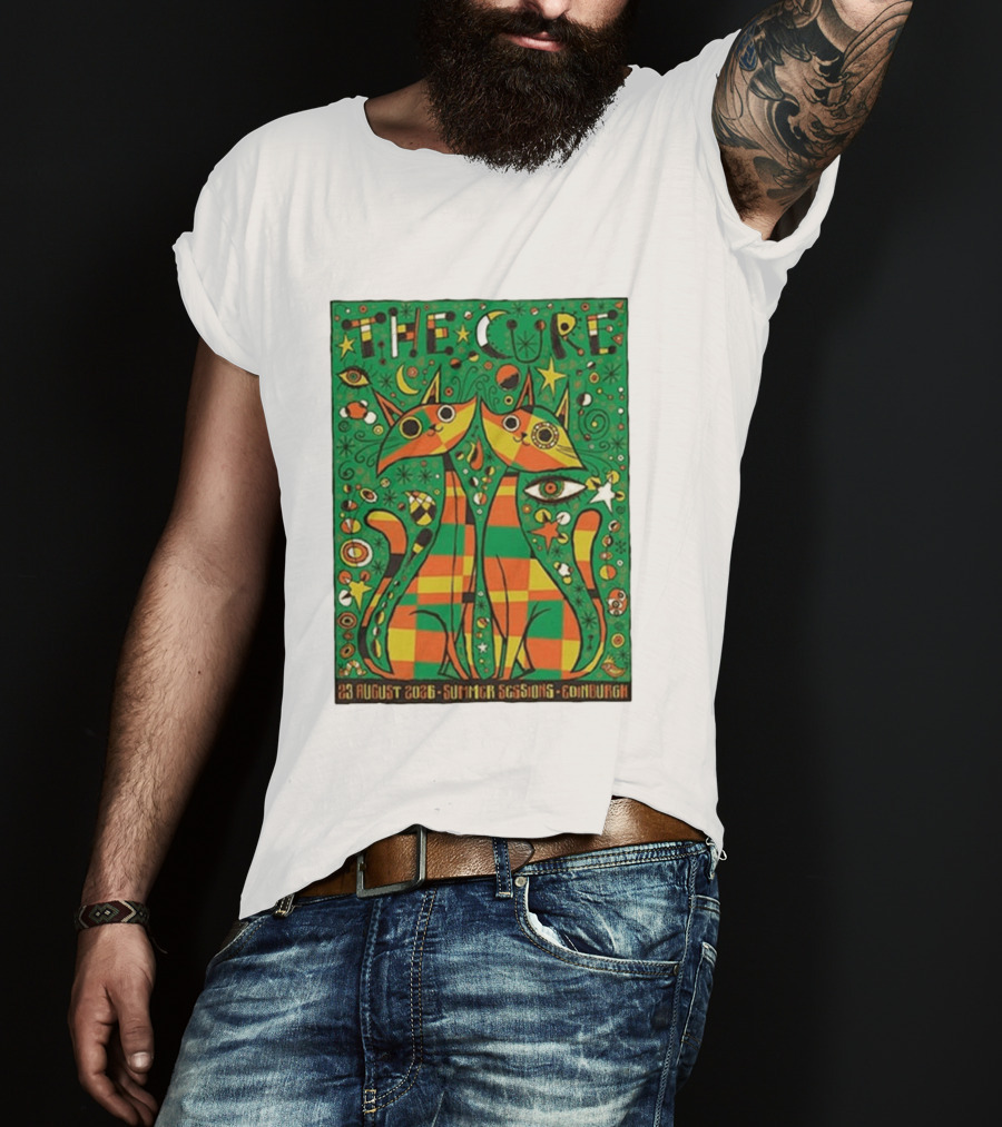 The Cure Summer Sessions Edinburgh August 2026 Two Cats Psychedelic T-Shirt