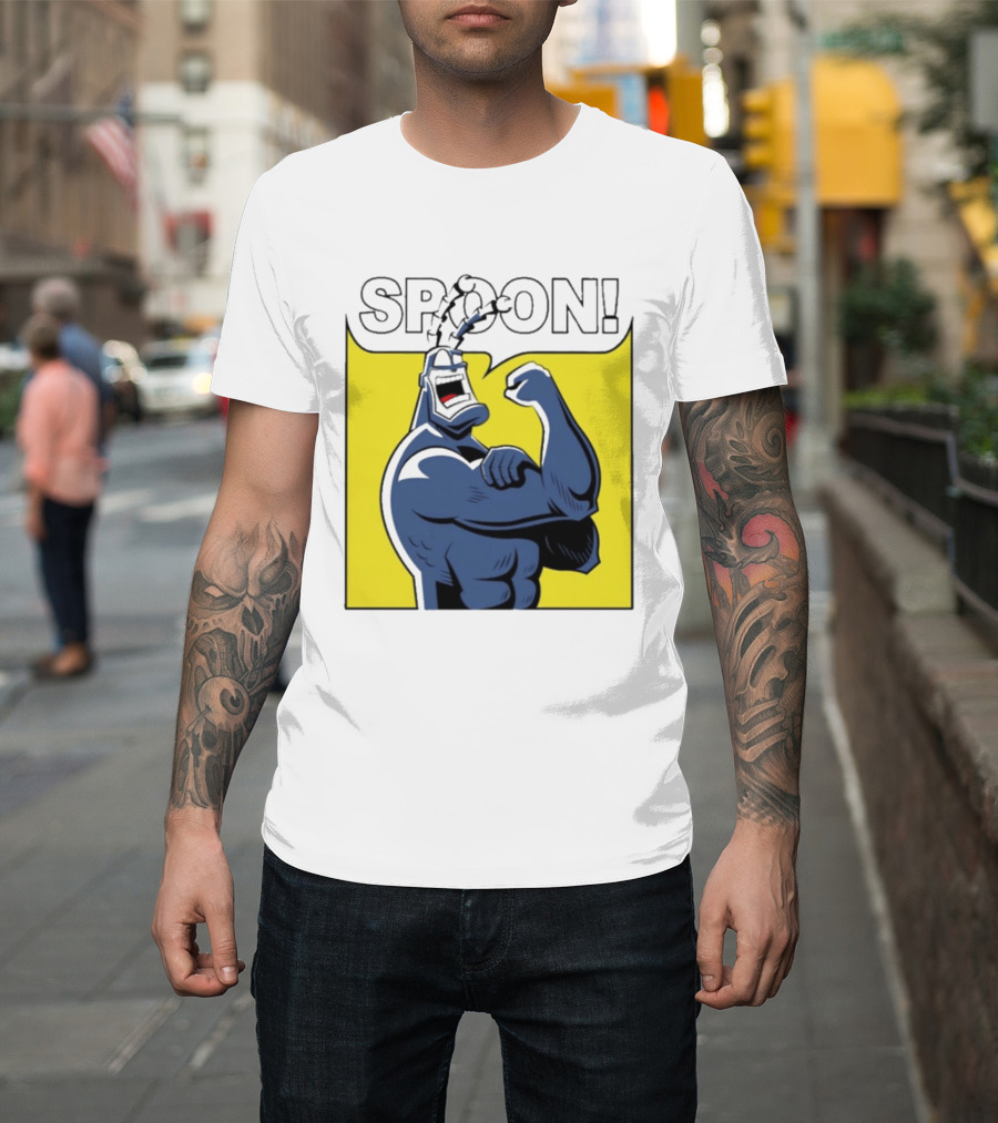 Spoon Mighty Hero Cartoon Catchphrase T-Shirt