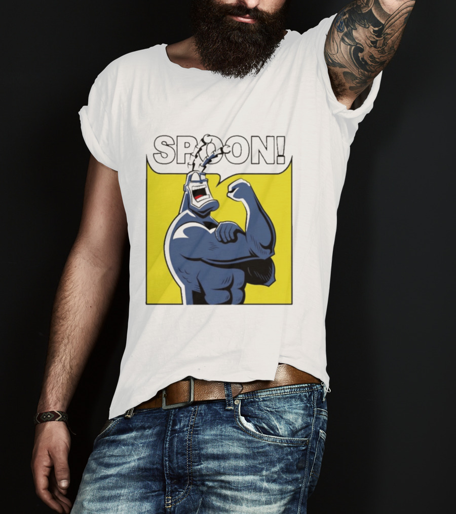 Spoon Mighty Hero Cartoon Catchphrase T-Shirt