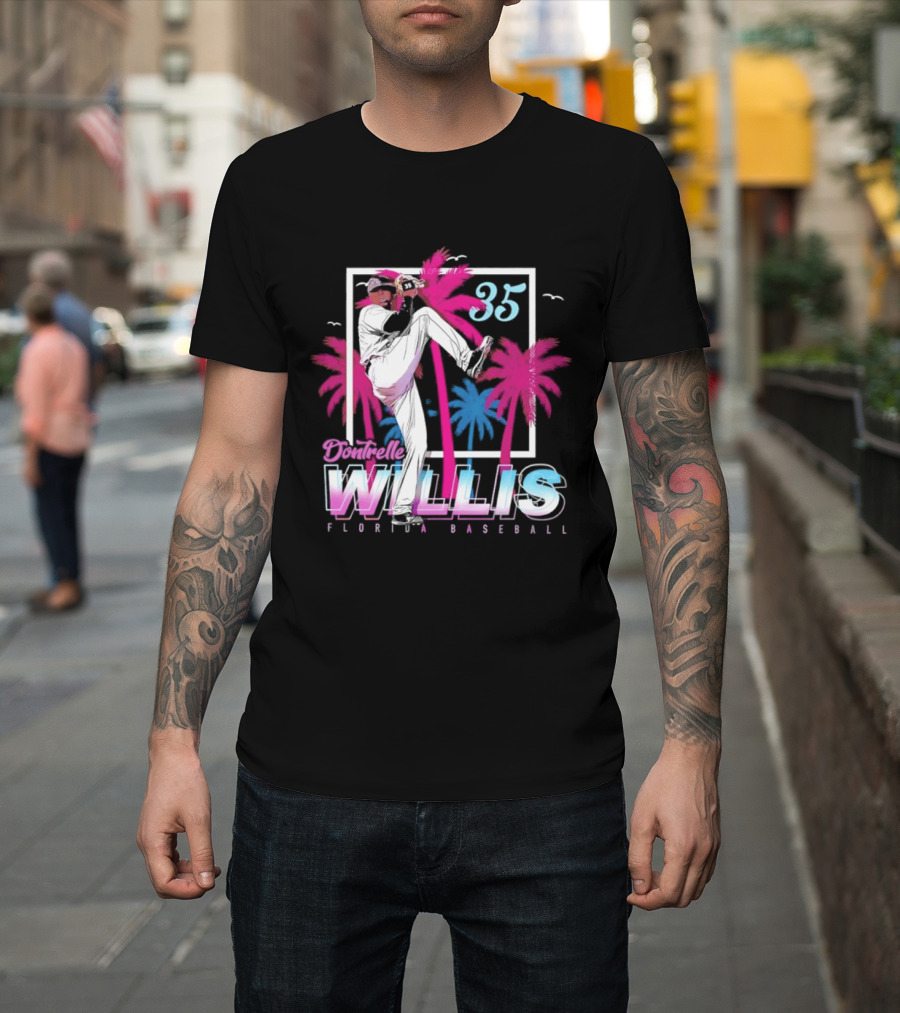 Dontrelle Willis 35 Florida Baseball Palm Trees T-Shirt