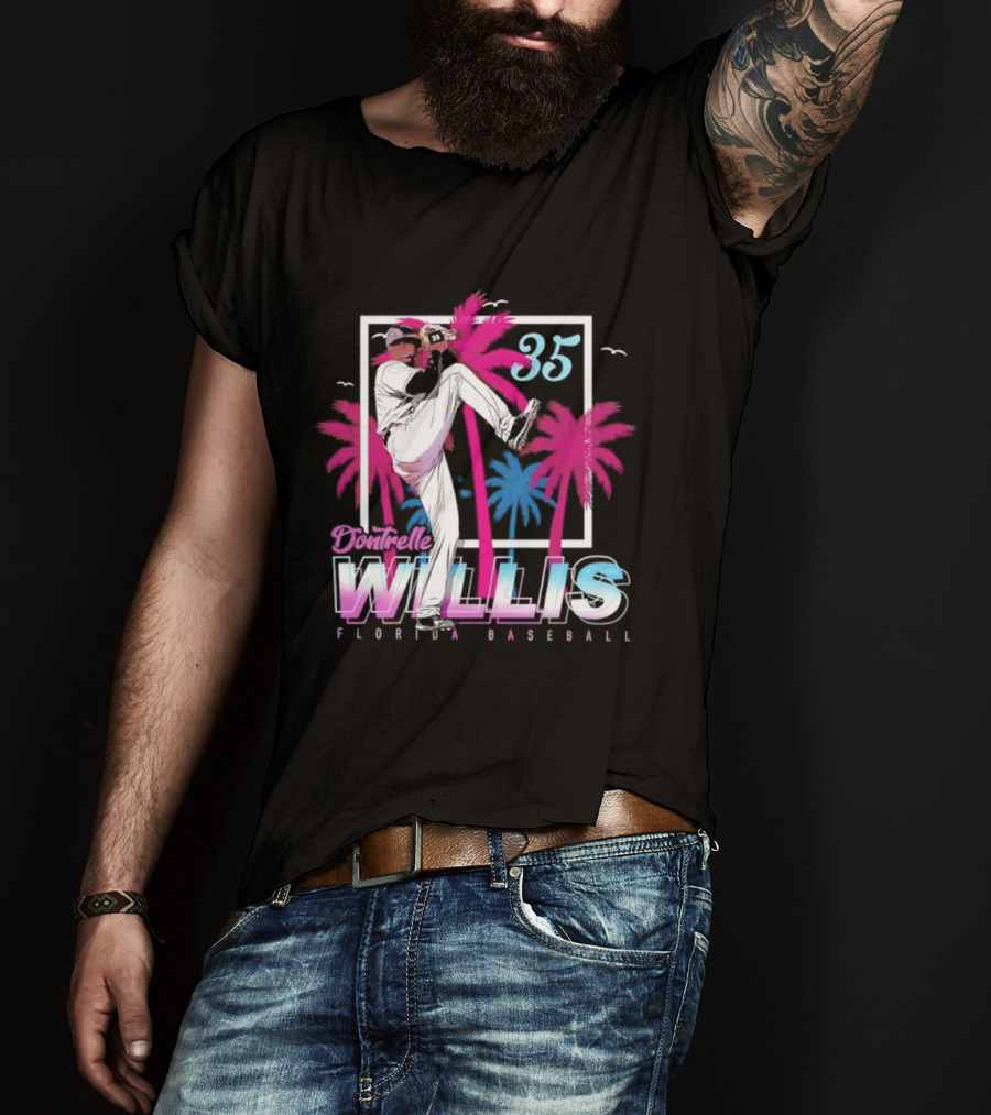 Dontrelle Willis 35 Florida Baseball Palm Trees T-Shirt