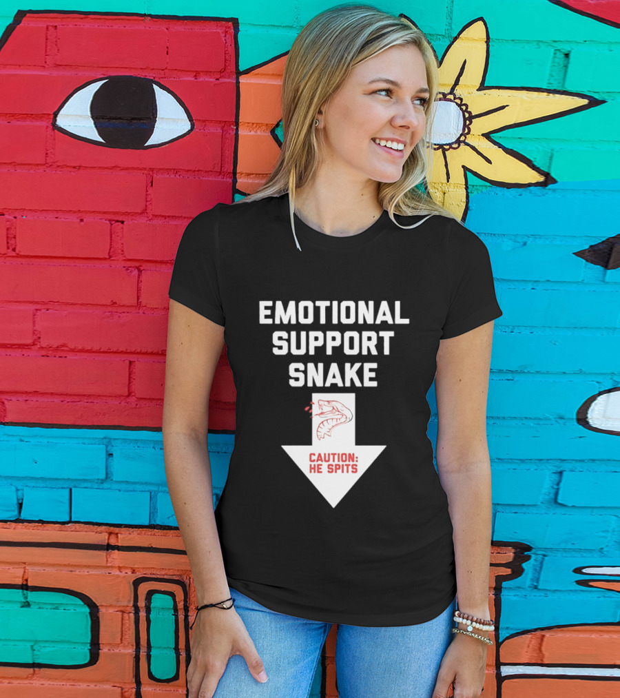 Emotional Support Snake Caution He Spits Warning Arrow T-Shirt