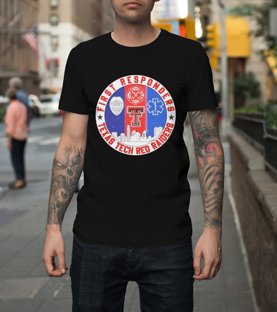 First Responders Texas Tech Red Raiders Fire Department Police EMS Skyline T-Shirt