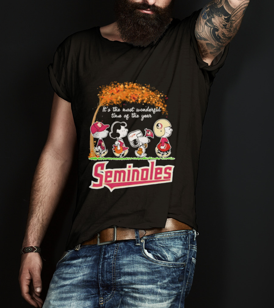 Florida State Seminoles Peanuts Halloween 2026 It's The Most Wonderful Time Of The Year T-Shirt