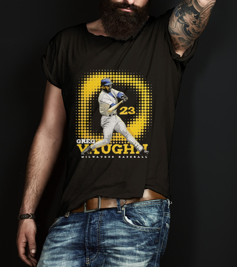 Greg Vaughn 23 Milwaukee Brewers Baseball Dots Player T-Shirt