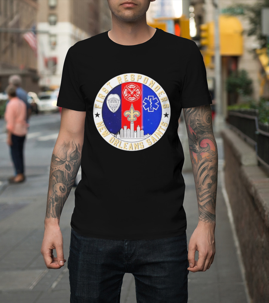 New Orleans Saints First Responders Tribute 9.11 Skyline Fire Dept Police EMT T-Shirt