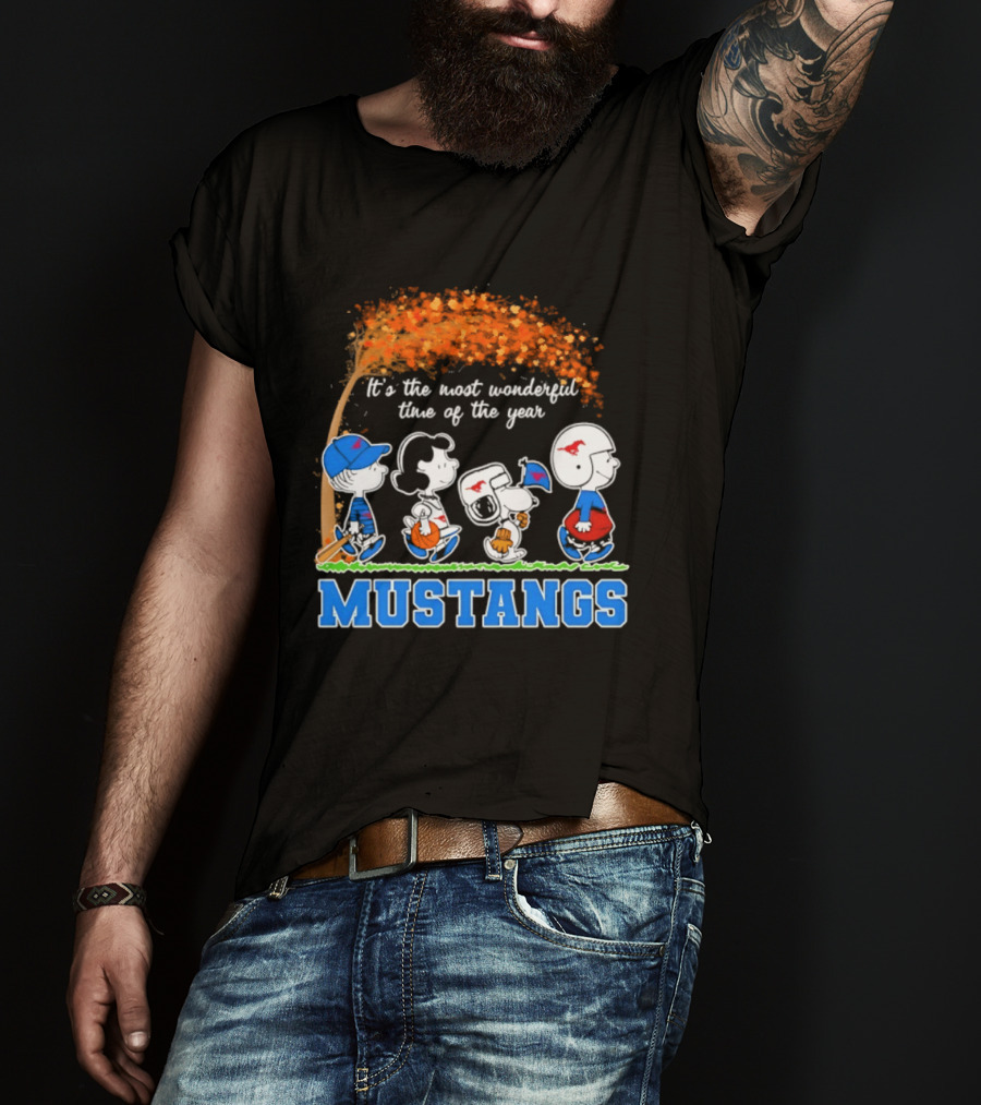 SMU Mustangs Peanuts Most Wonderful Time Of The Year Fall Halloween 2026 T-Shirt