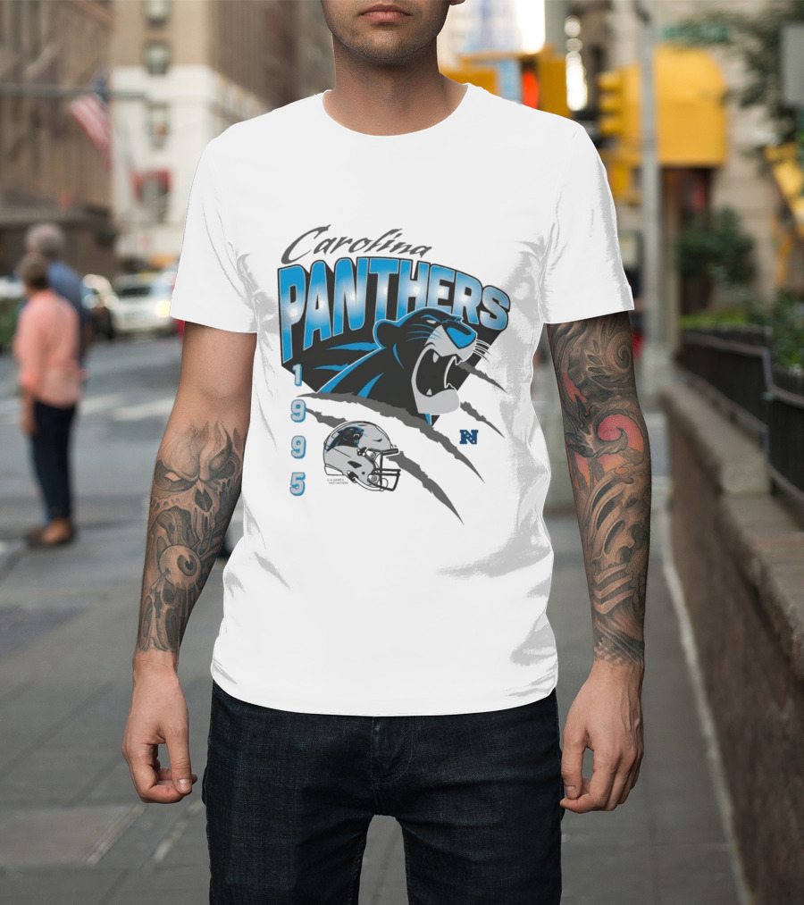 Carolina Panthers 1995 Bagheera Helmet NFL Inaugural Season T-Shirt