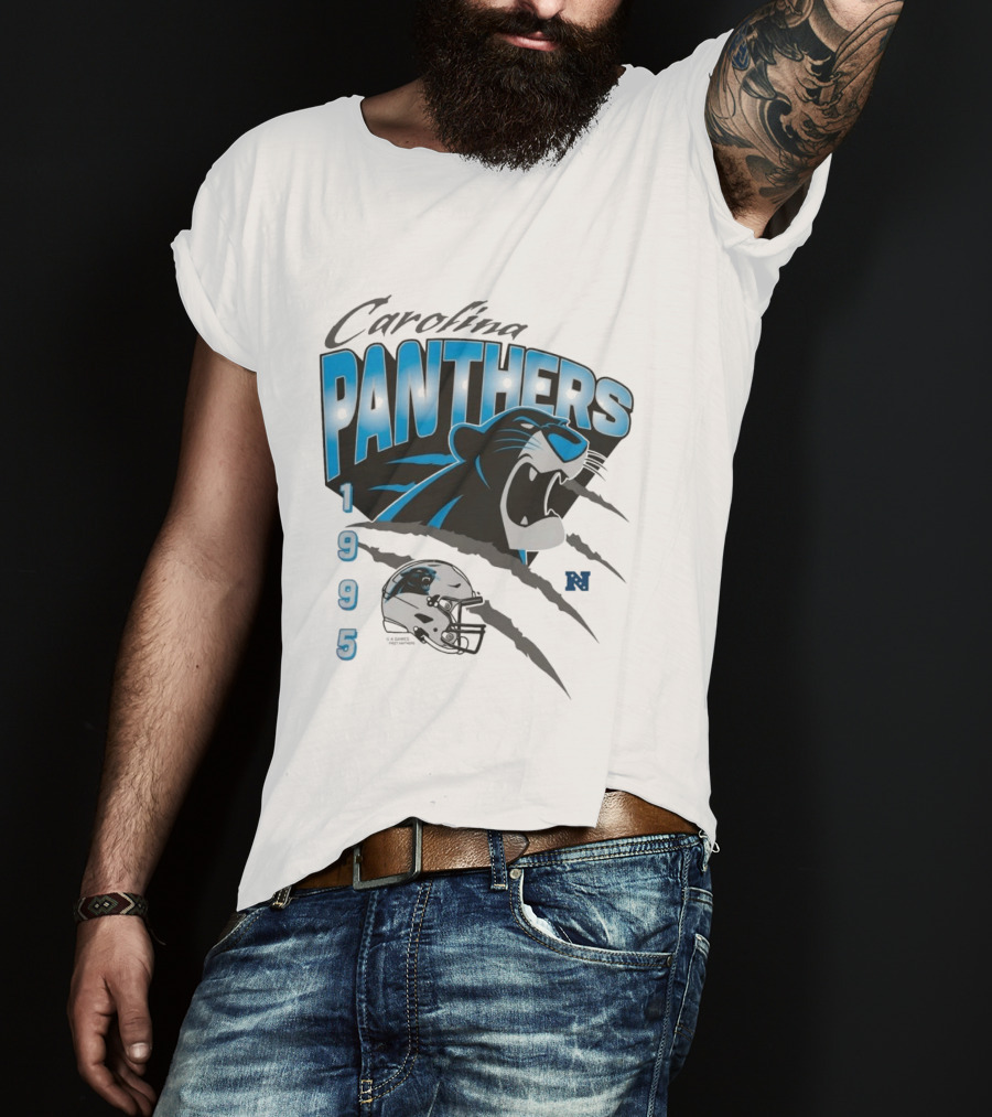 Carolina Panthers 1995 Bagheera Helmet NFL Inaugural Season T-Shirt