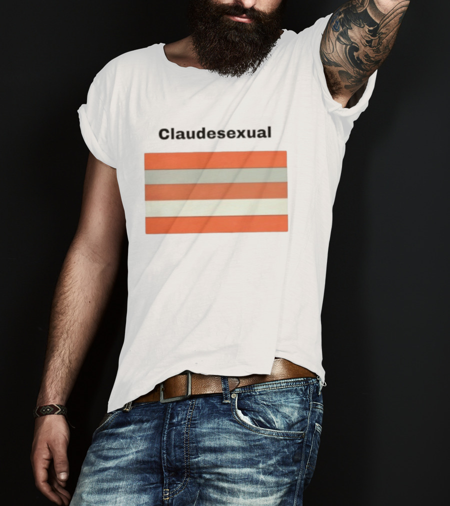 Claudesexual Pride Flag LGBTQ Identity Orange And Gray Stripes T-Shirt