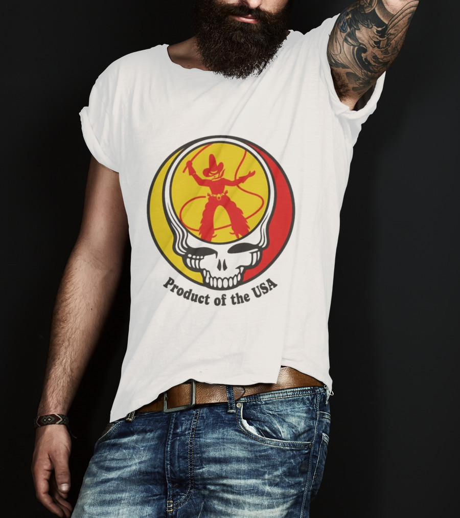 Dead Set Texas Pete Hot Sauce Cowboy Roper Skull USA T-Shirt