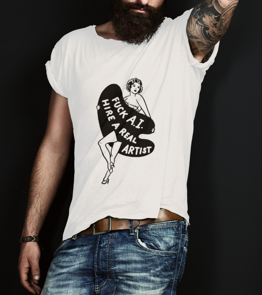 Fuck AI Hire A Real Artist Vintage Pin Up Style Palette T-Shirt
