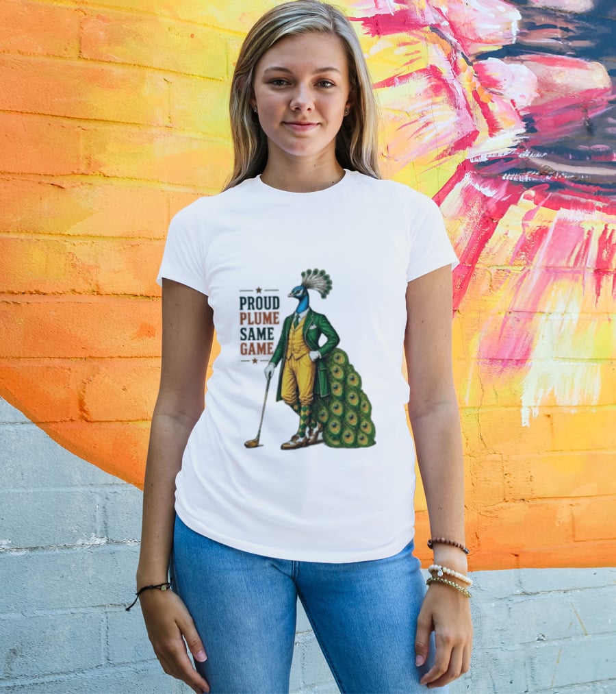 Proud Plume Same Game Peacock Golf Club Cartoon T-Shirt