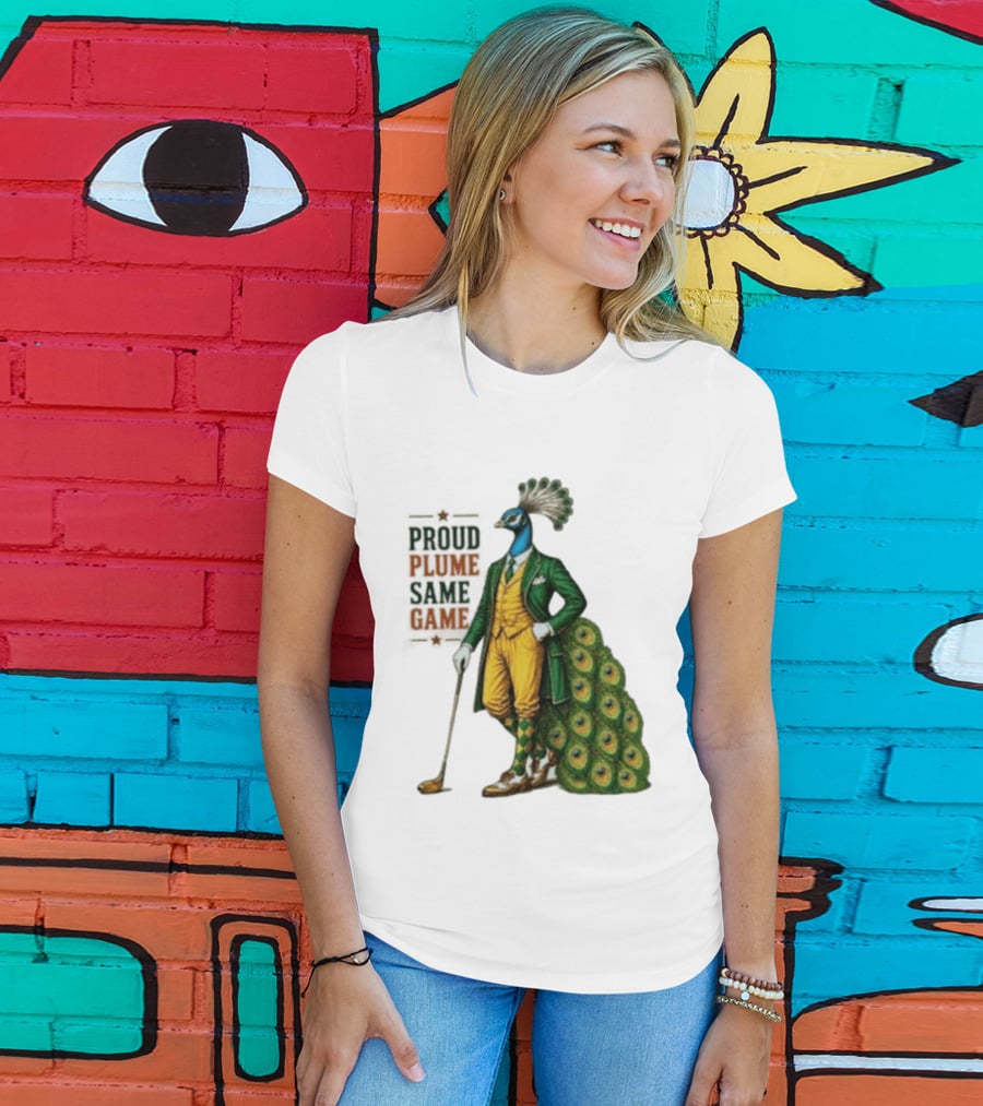 Proud Plume Same Game Peacock Golf Club Cartoon T-Shirt