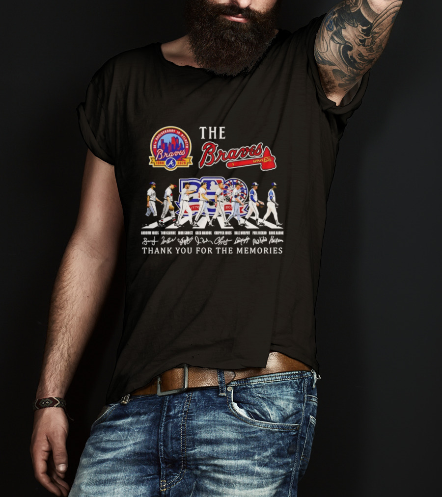 The Braves 150th Anniversary Atlanta 1876 2026 MLB 250th United States 1776 2026 Thank You For The Memories Signatures T-Shirt