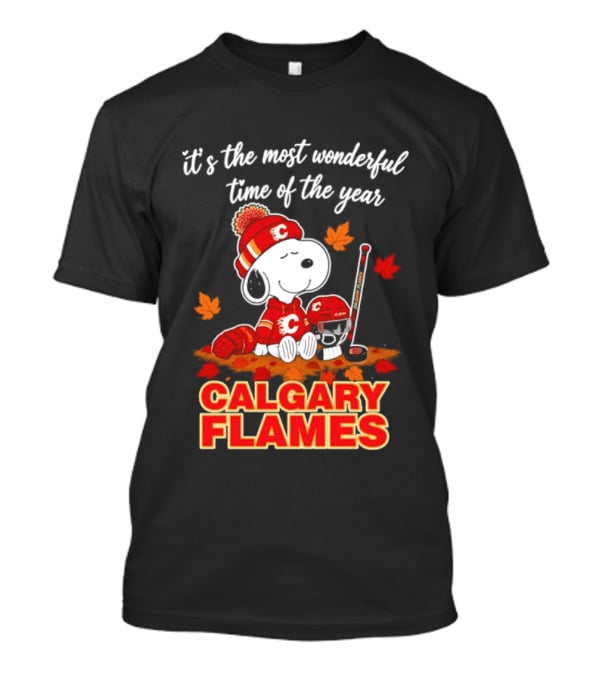 Calgary Flames Snoopy It's The Most Wonderful Time Of The Year T-Shirt