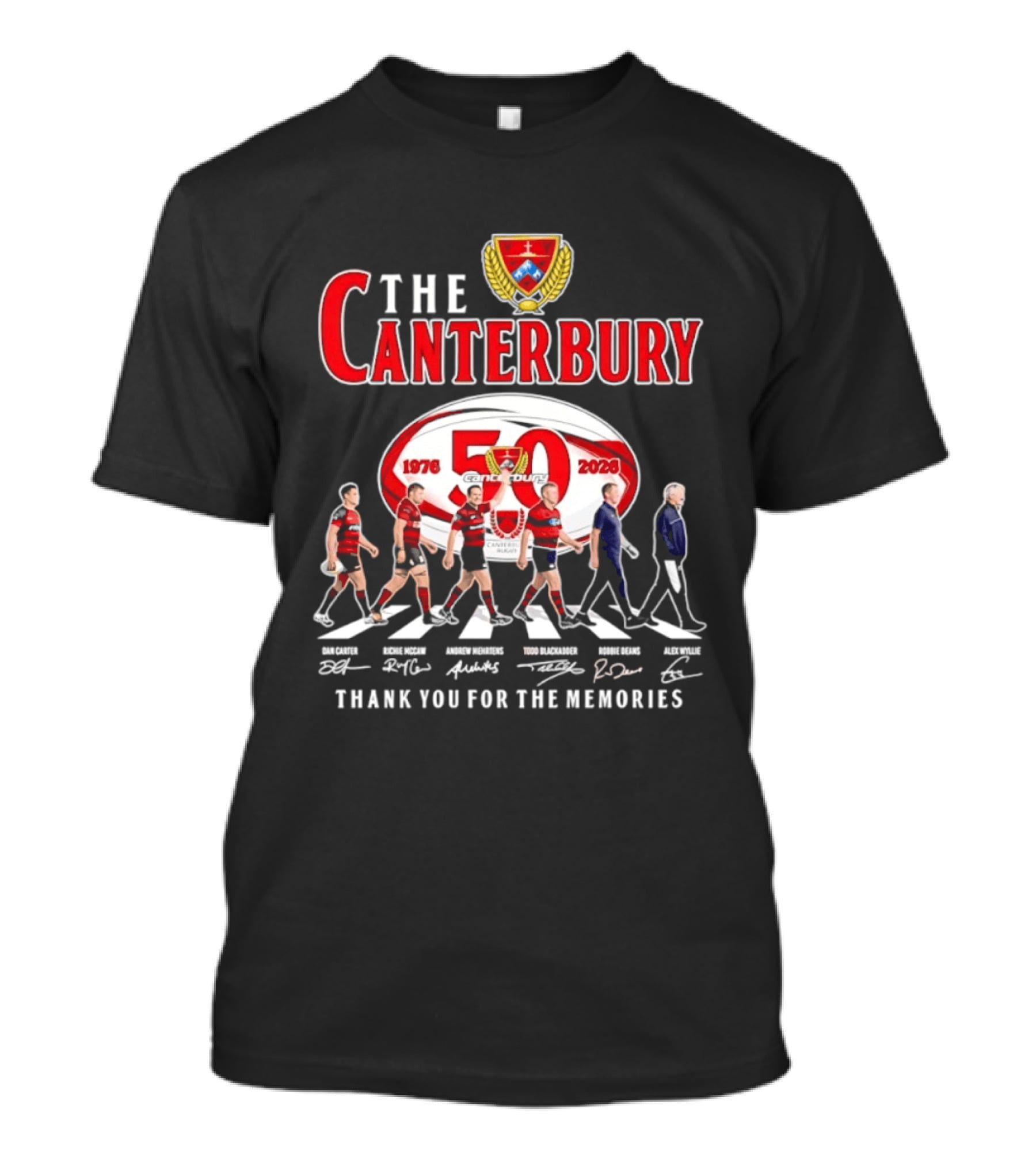 The Canterbury Rugby 50 Years 1976 2026 Thank You For The Memories Signatures T-Shirt