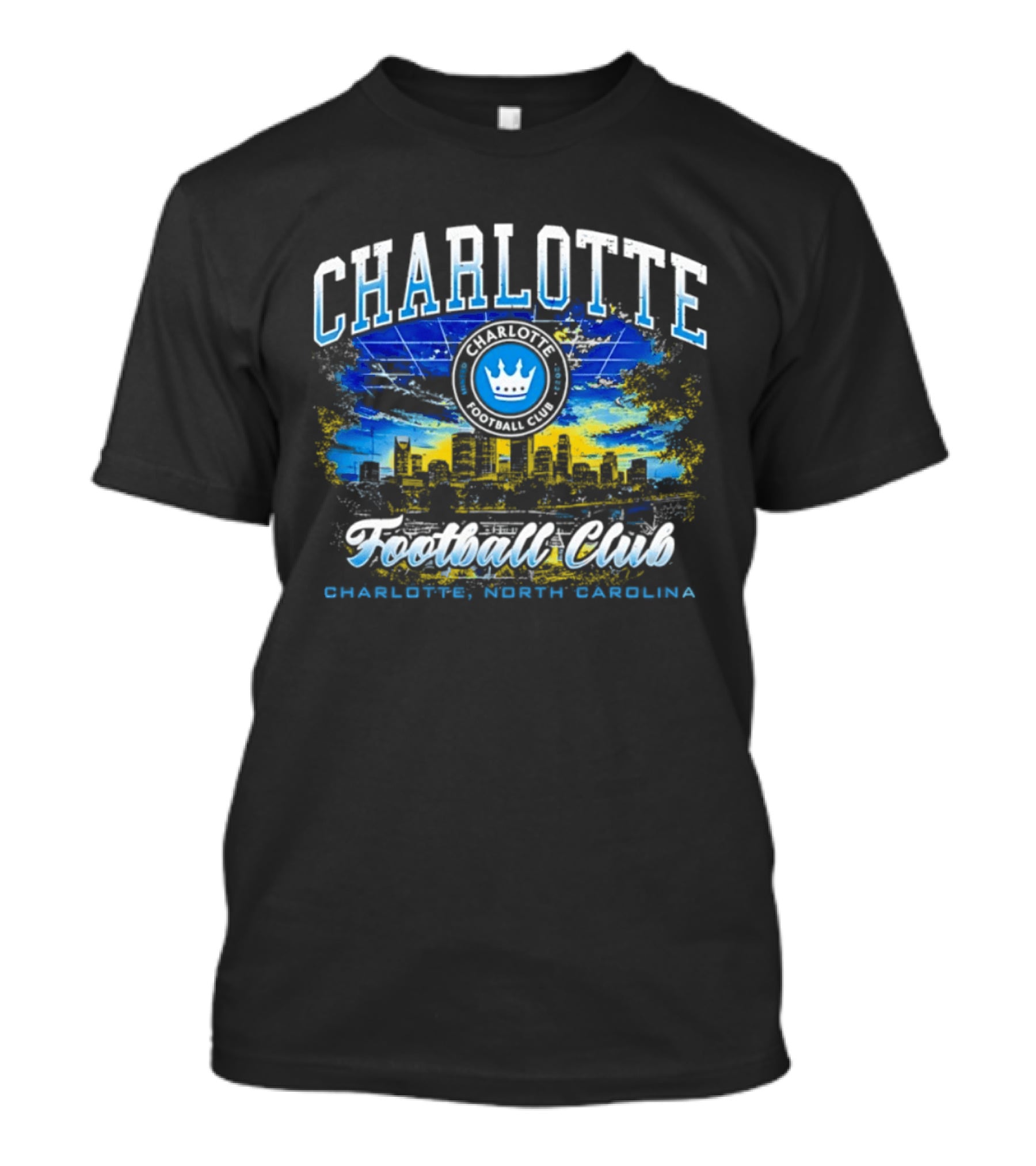 Charlotte Football Club Skyline Charlotte North Carolina Crown T-Shirt